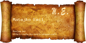 Matejko Emil névjegykártya
